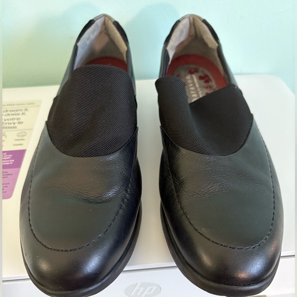 Aravon New Balance Shoes Womens 9 M Black Slip On Loafers Leather Comfort Vibram